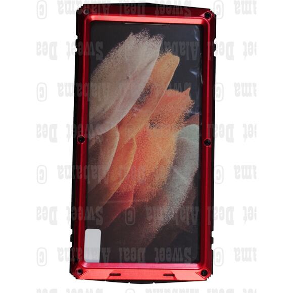 Red S22 Ultra Waterproof Case – Shockproof Metal Armor w/ Stand, 360° Cover - Picture 2 of 7